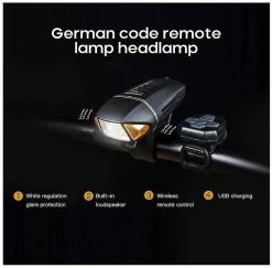 Unbranded Ipx4 Waterproof Bicycle Lights Black Usb Rechargeable Led Bike Remote Control Headlight Bicycle Front Turn Signal Horn Light Cycling Accessories(black -Bikes Shop 642435820 max