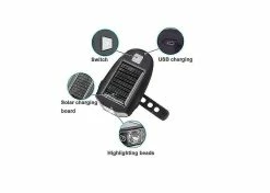 Unbranded Bike Light,solar Chargingusb Rechargeable Bicycle Headlight, Ipx5 Waterproof, Led Front Light, 5h Runtime Accessories Fits Urban Commuter Bicycles(bla -Bikes Shop 642445440 max