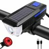 Dxn Bike Light Set And Horn Solar Powered Usb Rechargeable Bicycle Headlight Taillight