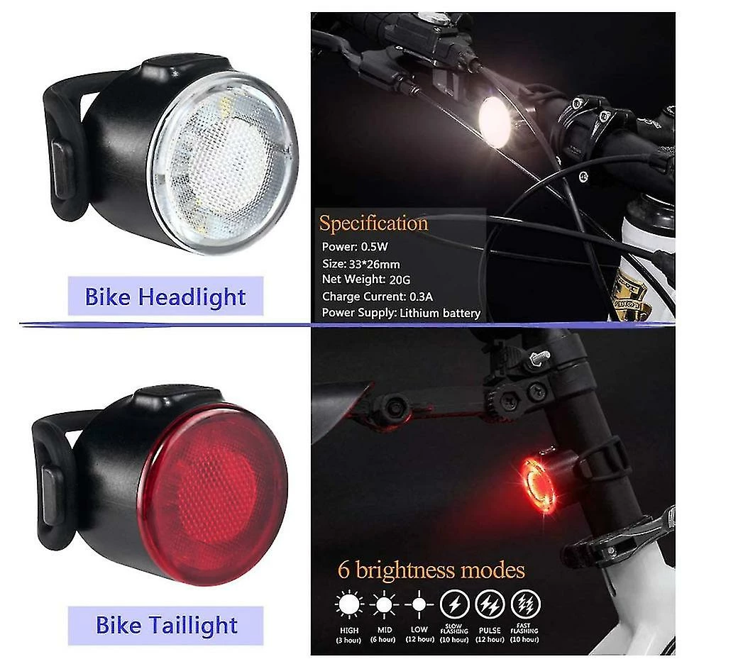 Unbranded Led Bike Lights Set, Ultra Bright Front And Back Rear Bicycle Light, Ipx5 Waterproof Mountain Road Cycle Headlight And Taillight Set (black) 4 Unbranded Led Bike Lights Set, Ultra Bright Front And Back Rear Bicycle Light, Ipx5 Waterproof Mountain Road Cycle Headlight And Taillight Set (black) - Image 4