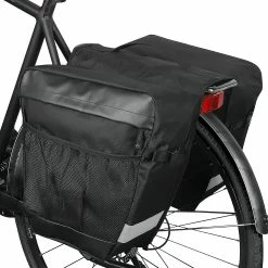 Minmin Rear Pannier Bag, Waterproof 28l Frame Bag Double Door Bike Pannier, Bike Rear Seat Pannier With Handle, Reflective Strip