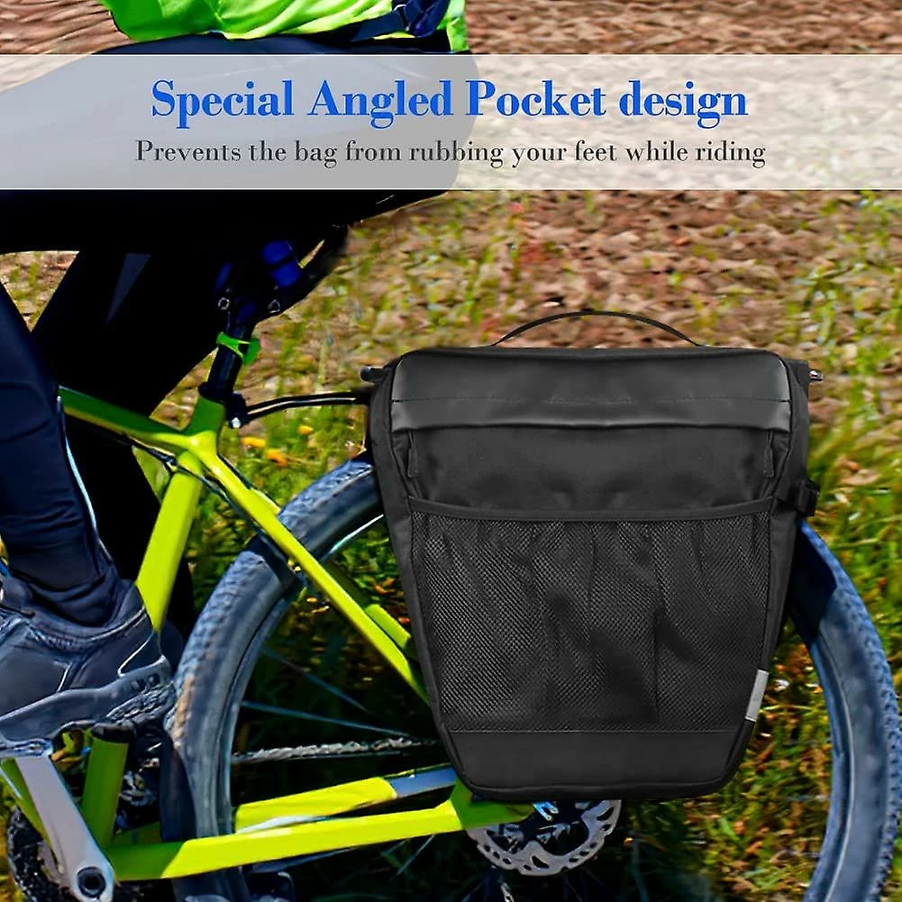 Minmin Rear Pannier Bag, Waterproof 28l Frame Bag Double Door Bike Pannier, Bike Rear Seat Pannier With Handle, Reflective Strip 3 Minmin Rear Pannier Bag, Waterproof 28l Frame Bag Double Door Bike Pannier, Bike Rear Seat Pannier With Handle, Reflective Strip - Image 3