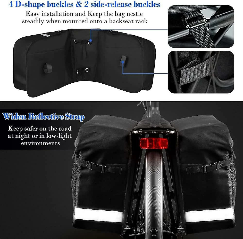 Minmin Rear Pannier Bag, Waterproof 28l Frame Bag Double Door Bike Pannier, Bike Rear Seat Pannier With Handle, Reflective Strip 5 Minmin Rear Pannier Bag, Waterproof 28l Frame Bag Double Door Bike Pannier, Bike Rear Seat Pannier With Handle, Reflective Strip - Image 5
