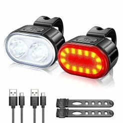 Unbranded Bike Light Set Rechargeable Rainproof Super Bright Bicycle Lights Night Riding
