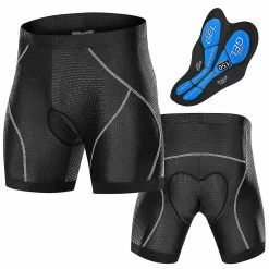 Unbranded Men Bike Padded Shorts With Anti-slip Leg Grips Cycling 3d Padded Underwear Bicycle Padding Riding Shorts - Grey/s