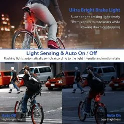 Szkxv Smart Bike Tail Light Alarm Usb Rechargeable Anti-theft Bicycle Alarm With Remote For Mountain Bike Electric Scooter -Bikes Shop 745421782 max
