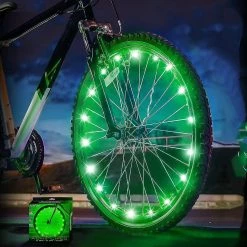 Nw 1776 Shxx Green Bike Wheel Light, Two Modes Are Always On + Flashingmtb Led Spoke Light, Bike Light Wire Hot Wheels Filament Length 2m (1 Tire Pack) Xq-z