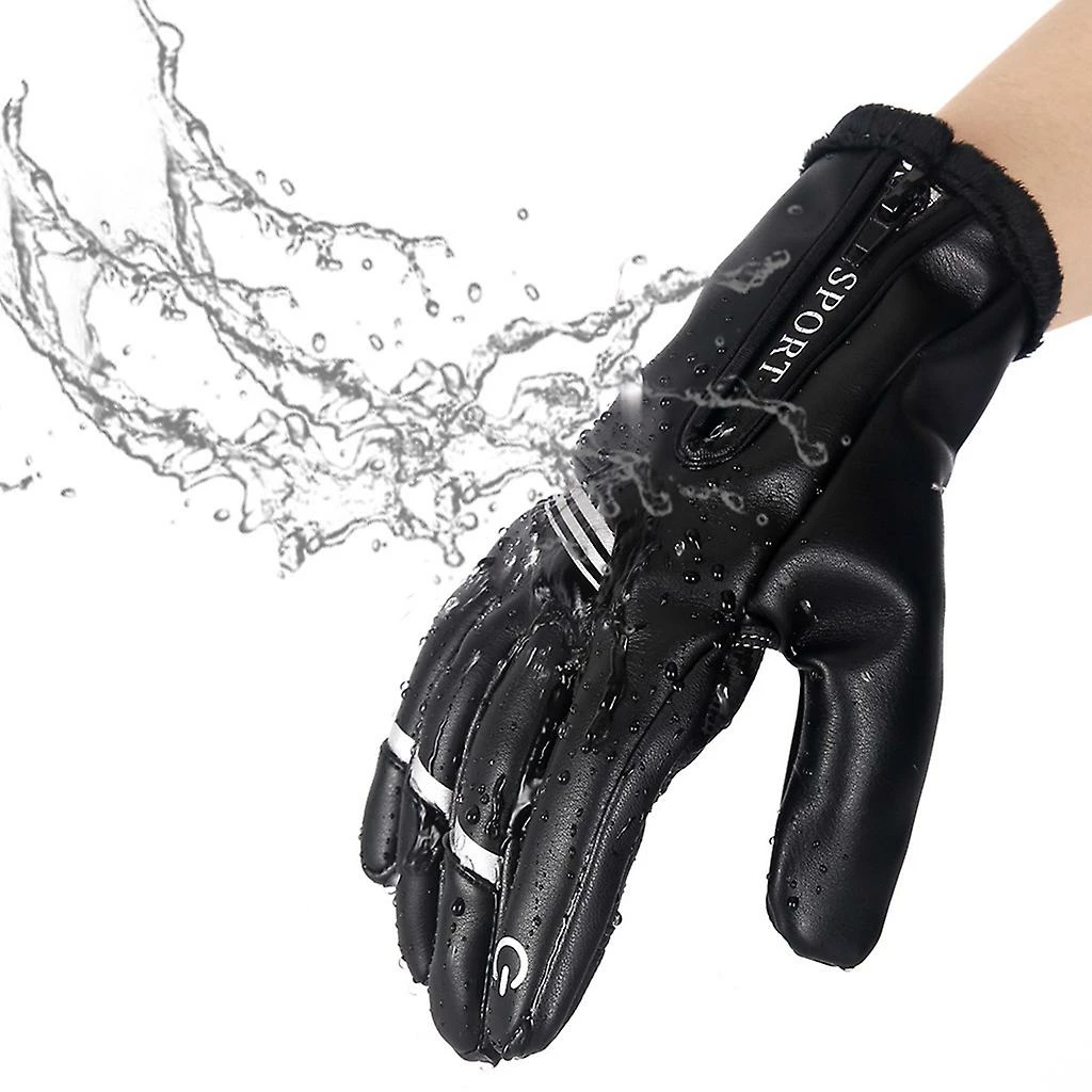 Unbranded Men Women Winter Warm Thermal Fleece Bike Cycling Gloves For Touch Screen Pu Waterproof Windproof Bicycle Full Finger Mi 2 Unbranded Men Women Winter Warm Thermal Fleece Bike Cycling Gloves For Touch Screen Pu Waterproof Windproof Bicycle Full Finger Mi - Image 2