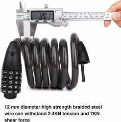 Unbranded Bike Cable Lock Bike Security Cable 5 Digit Electric Bike Padlock Combination Code Bike Lock Motorcycle Chain Lock, Diameter 12mm -Bikes Shop 797456604 max