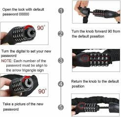 Unbranded Bike Cable Lock Bike Security Cable 5 Digit Electric Bike Padlock Combination Code Bike Lock Motorcycle Chain Lock, Diameter 12mm -Bikes Shop 797456800 max