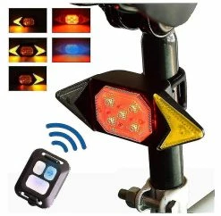 Unbranded Bike Led, Ycle Indicators With Wireless Remote Usb Recharable, Bike Turn Signals S For Safty D