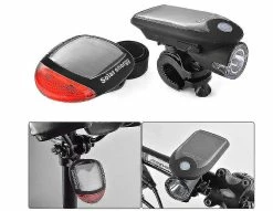 CRYSTAL Solar Bike Light Set, Usb Rechargeable Front Light Bicycle Waterproof Solar Headlight And Solar Bike Taillight, Front Light And Rear Light With 2 Moun -Bikes Shop 846403015 max
