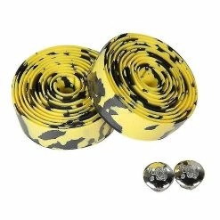 CRYSTAL 2 X New Cycling Road Bike Sports Cork Handlebar Tape With Bar Plugs (yellow And Black) -Bikes Shop 846404783 max
