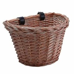 Unbranded Wicker D-shaped Bike Basket Portable Hand-woven Shopping Basket Folk Craftsmanship Basket With