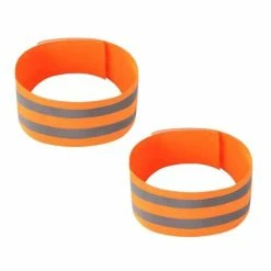 Unbranded Self-adhesive Reflective Bands Magic Stickers Fastener Tapes Safety Leg Straps Strips For Bike Bicycle(2 Pieces, Orange)