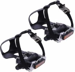 Unbranded Bike Pedals Bicycle Pedals With Toe Clips And Straps Bike Part Accessory For Bike Cycling Bicycles (silver Pedal)2pcs)