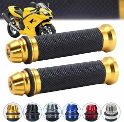 Unbranded Motorcycle Grips 7/8" 22mm Motorbike Handlebar Rubber Grips Compatible With Dirt Bike Scooter Sports Bike Street Bikegold, Black1pair -Bikes Shop 846725153 max