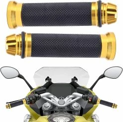 Unbranded Motorcycle Grips 7/8" 22mm Motorbike Handlebar Rubber Grips Compatible With Dirt Bike Scooter Sports Bike Street Bikegold, Black1pair -Bikes Shop 846725287 max