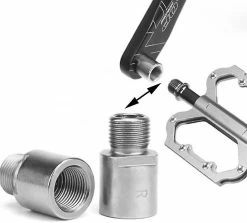 Unbranded Bike Pedal Extenders Mountain Road Bicycle Pedals Extension Spacer Heavy Duty Steel For Road Street Bicycle Pedalsilver2pcs)